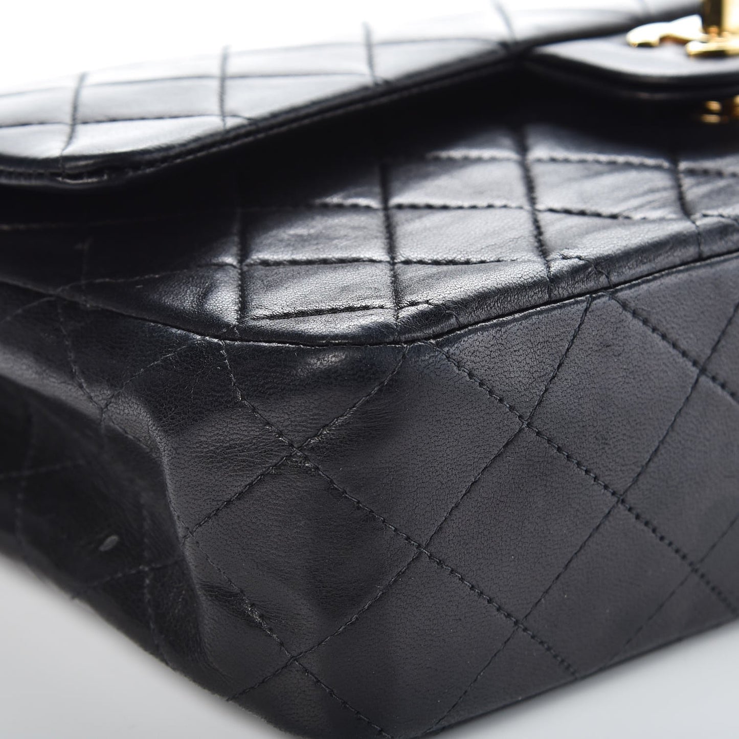 Lambskin Quilted Medium Double Flap Black