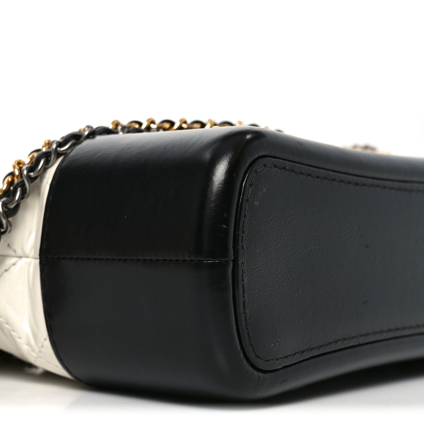 Aged Calfskin Quilted Small Gabrielle Hobo Black White