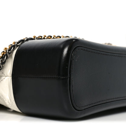 Chanel Aged Calfskin Quilted Small Gabrielle Hobo Black White 8 of 9