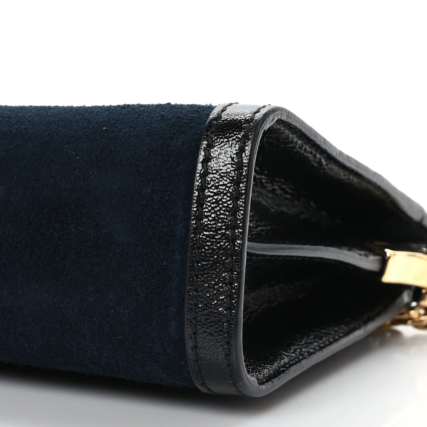 Suede Patent Web Small Ophidia Chain Shoulder Bag Blue Black