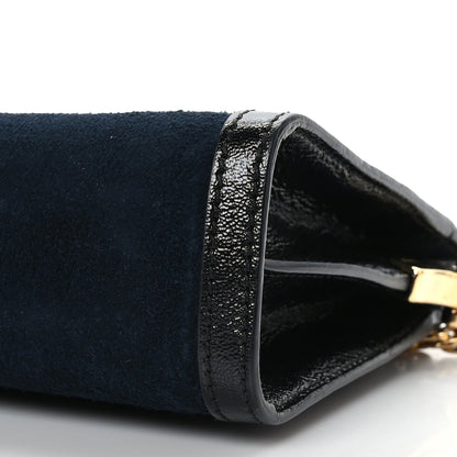 Gucci Suede Patent Web Small Ophidia Chain Shoulder Bag Blue Black 9 of 9