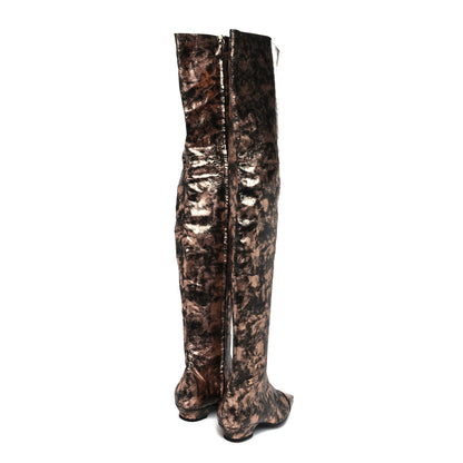 Chanel Metallic Lambskin Over the Knee Boots 37 Gold Black 4 of 7