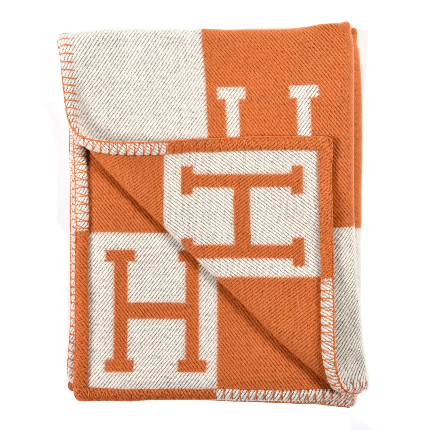 Wool Cashmere Signature Classic Avalon Blanket Ecru Potiron