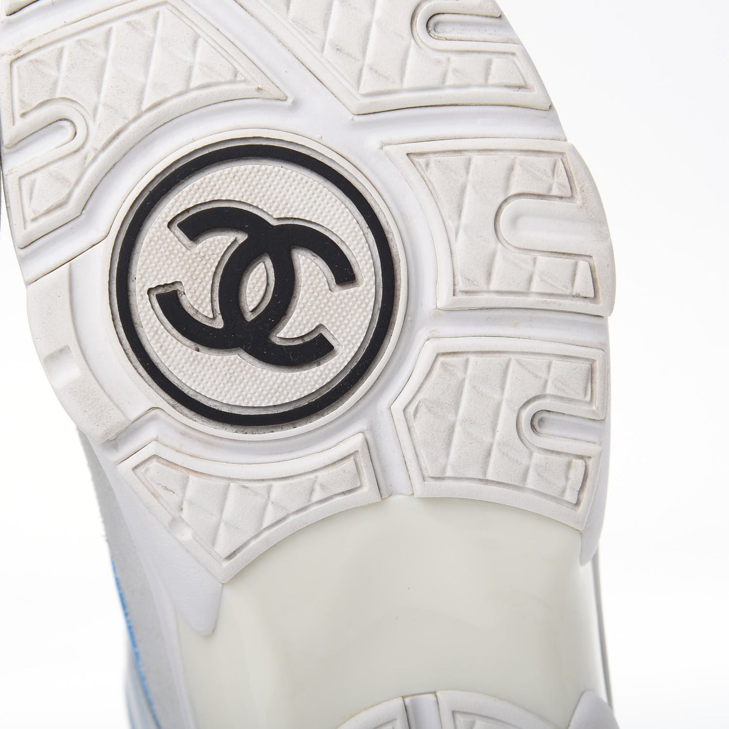 Suede Calfskin Lambskin High Top CC Sneakers 36.5 White Blue