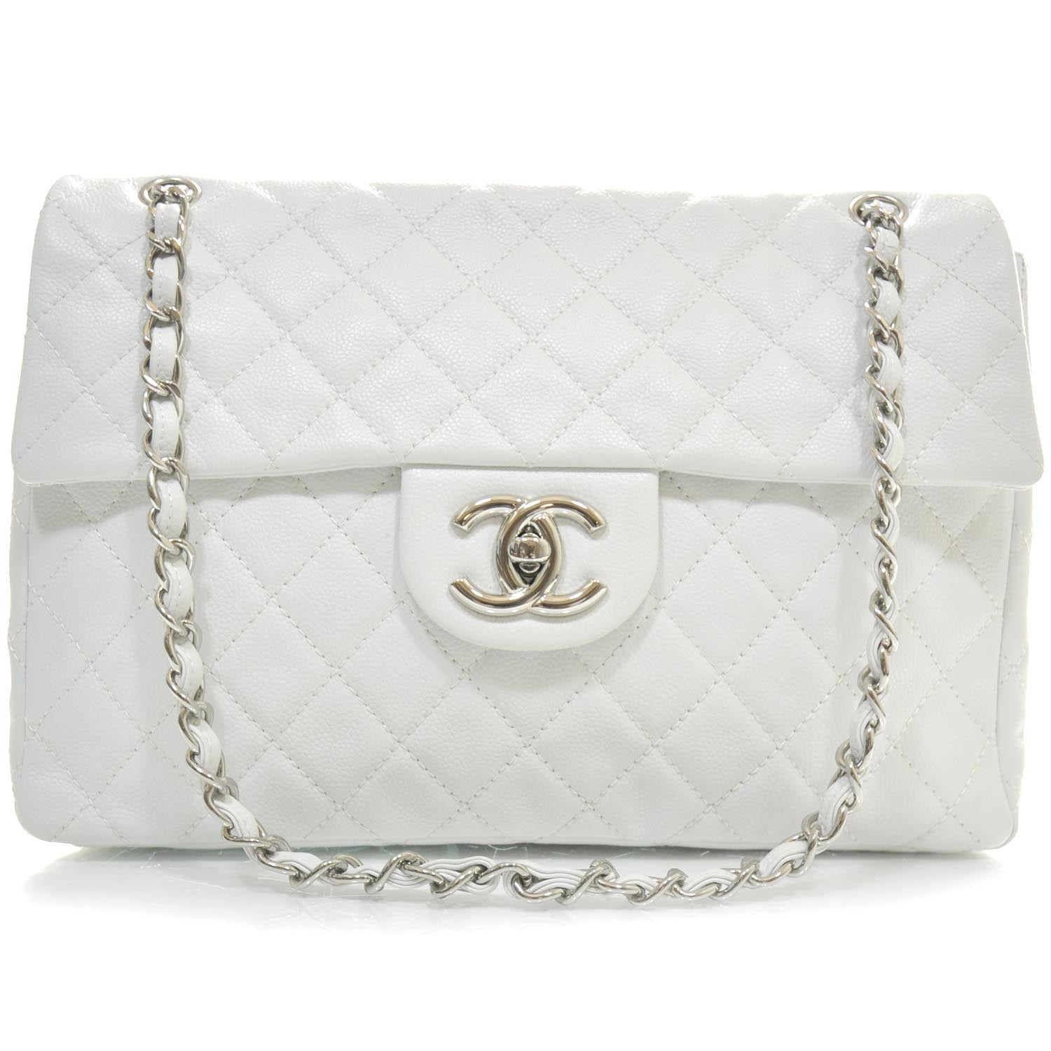Chanel Washed Caviar Maxi Flap White 3 of 12