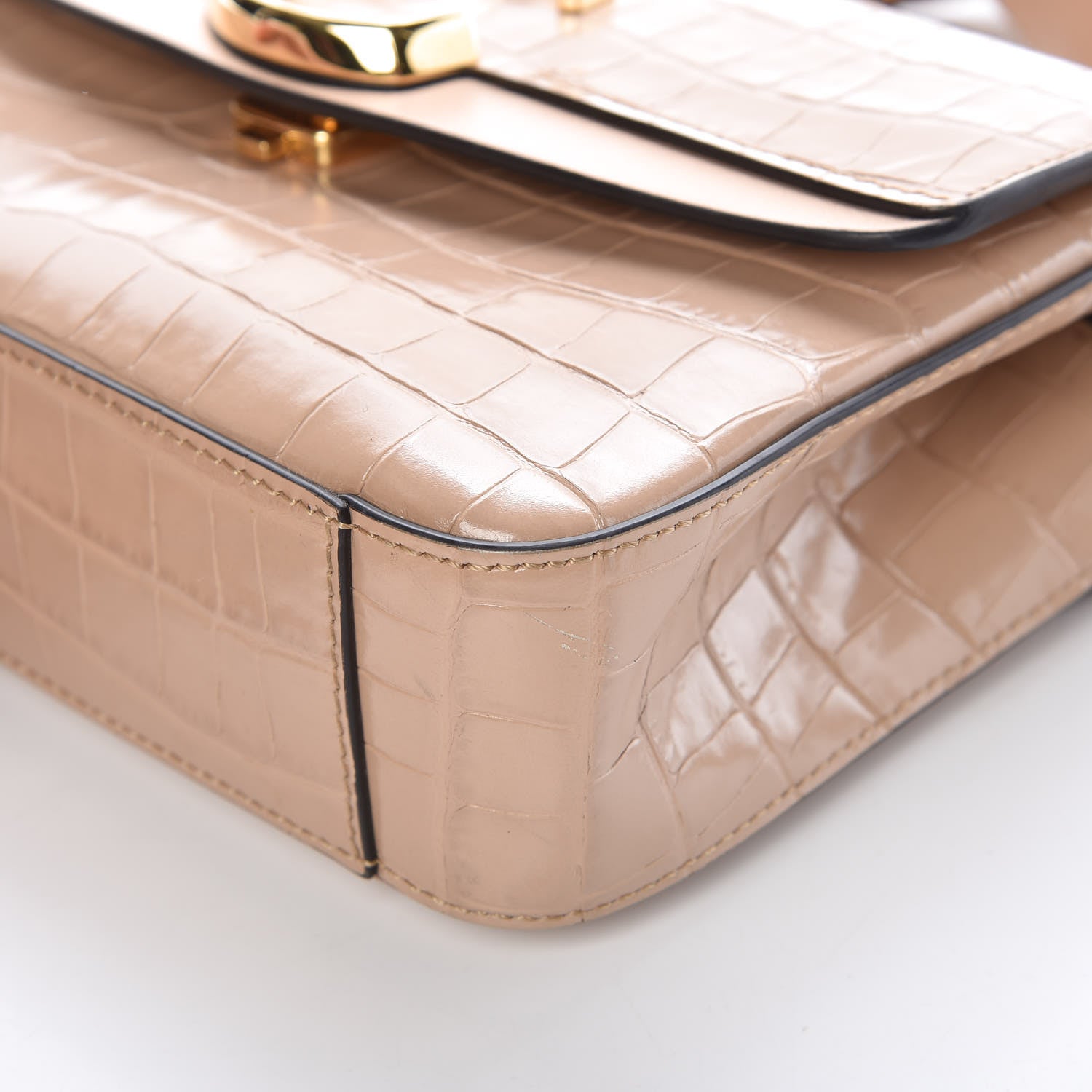 Chloe Calfskin Crocodile Embossed Small C Double Carry Nut 11 of 16