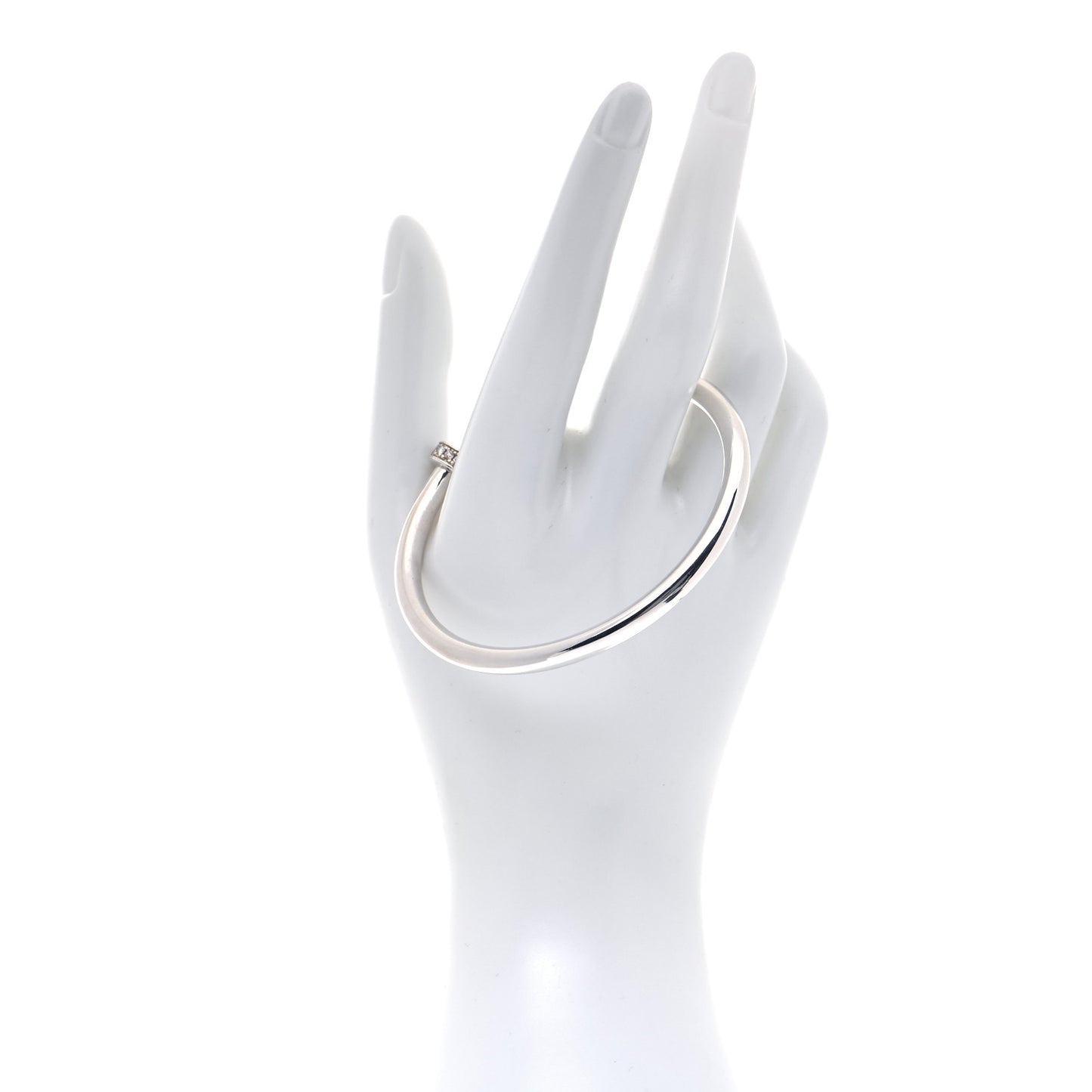 Sterling Silver Diamond Return to Tiffany Narrow Circle Edge Cuff Bracelet