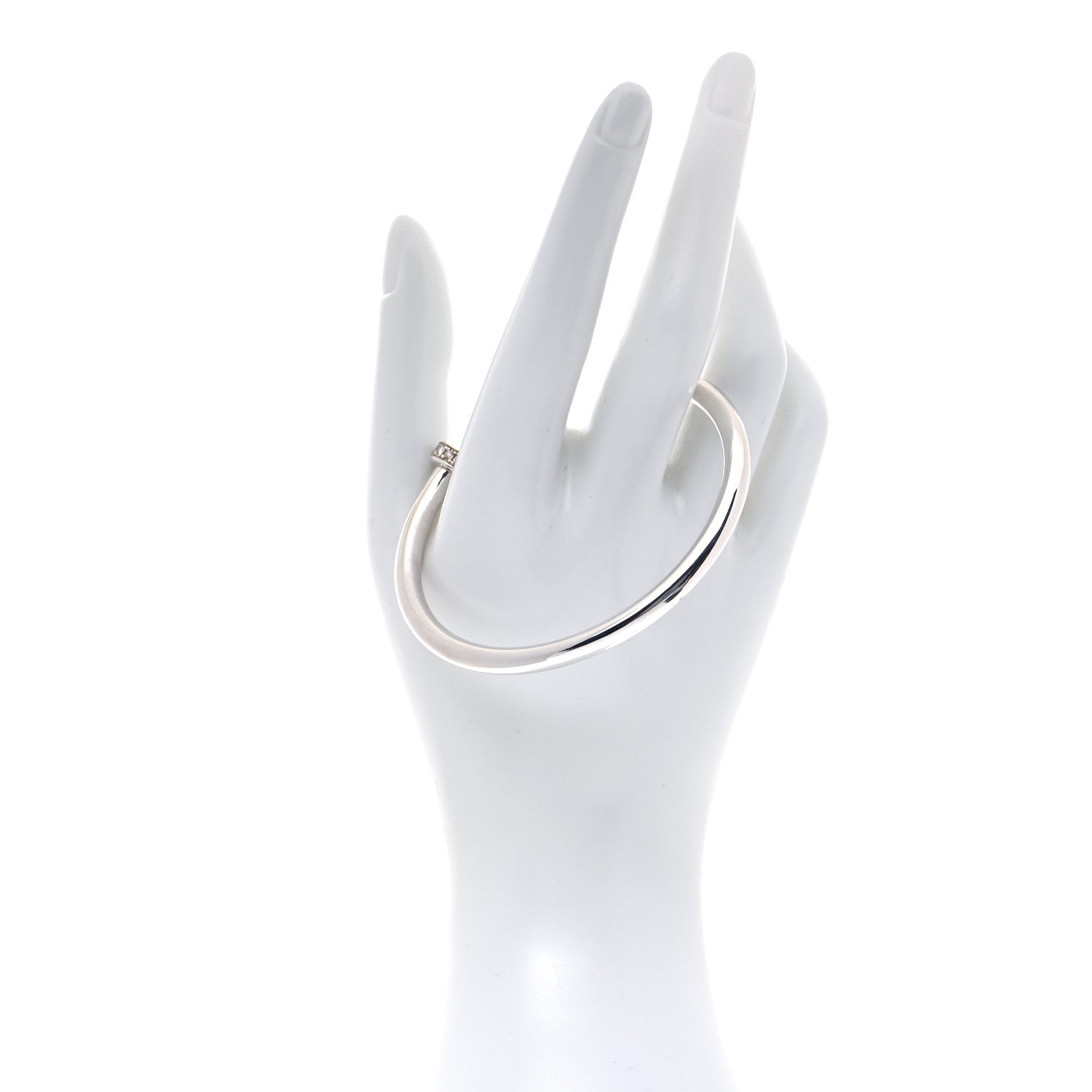 Tiffany Sterling Silver Diamond Return to Tiffany Narrow Circle Edge Cuff Bracelet 2 of 5
