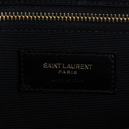 Saint Laurent Grain De Poudre Matelasse Chevron Large Monogram Satchel Earth 7 of 8