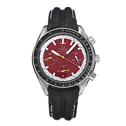 Omega Stainless Steel Calfskin 39mm Speedmaster Schumacher Chronograph Automatic Watch Red 3510.61.00 1 of 10