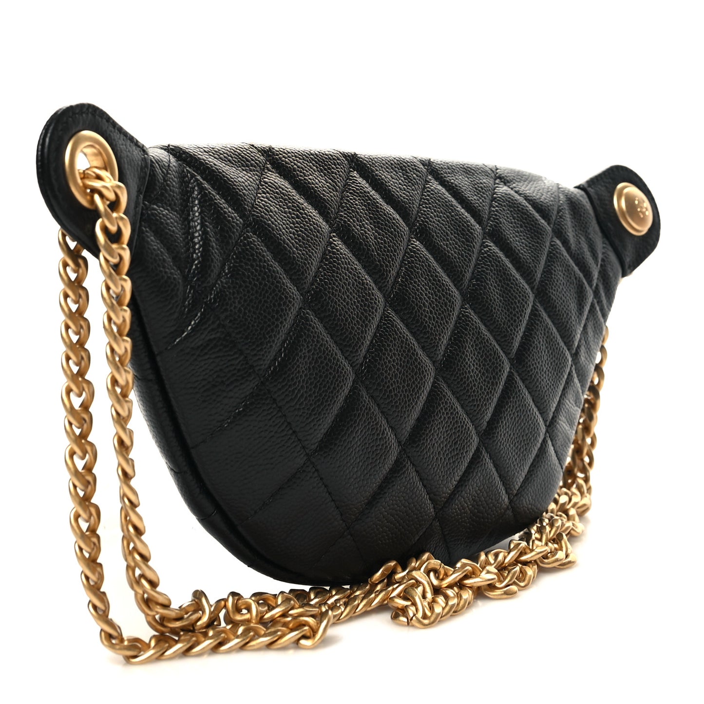 Caviar Quilted Sweetheart Belt Bag Black