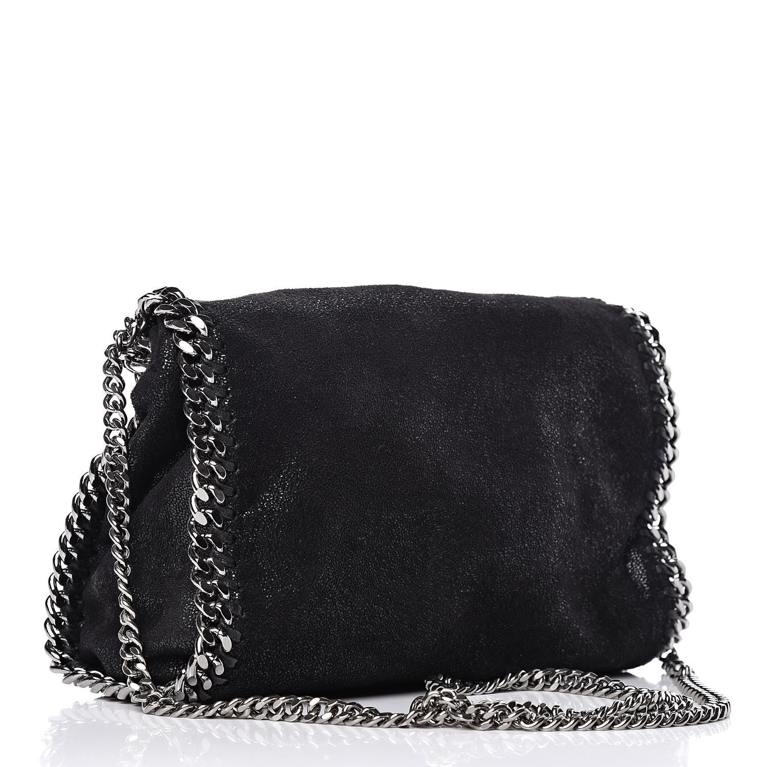 Stella McCartney Shaggy Deer Mini Falabella Fold Over Tote Black 4 of 10