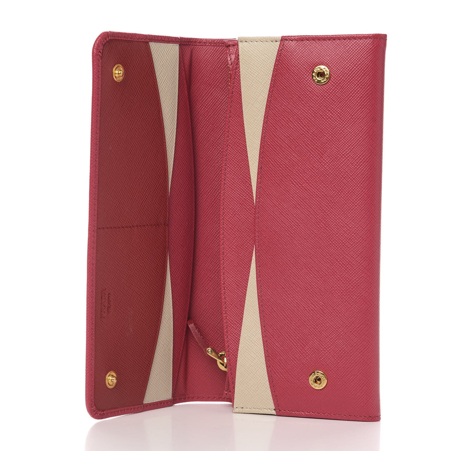 Saffiano Metal Continental Flap Wallet Fragola Talco