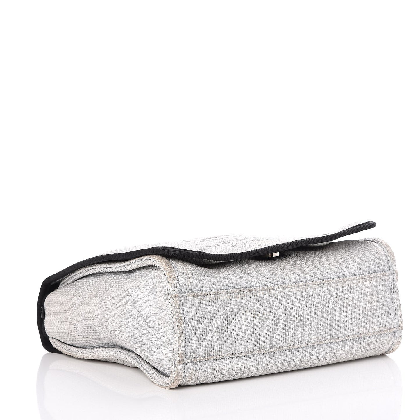 Woven Straw Raffia Small Deauville Messenger Grey