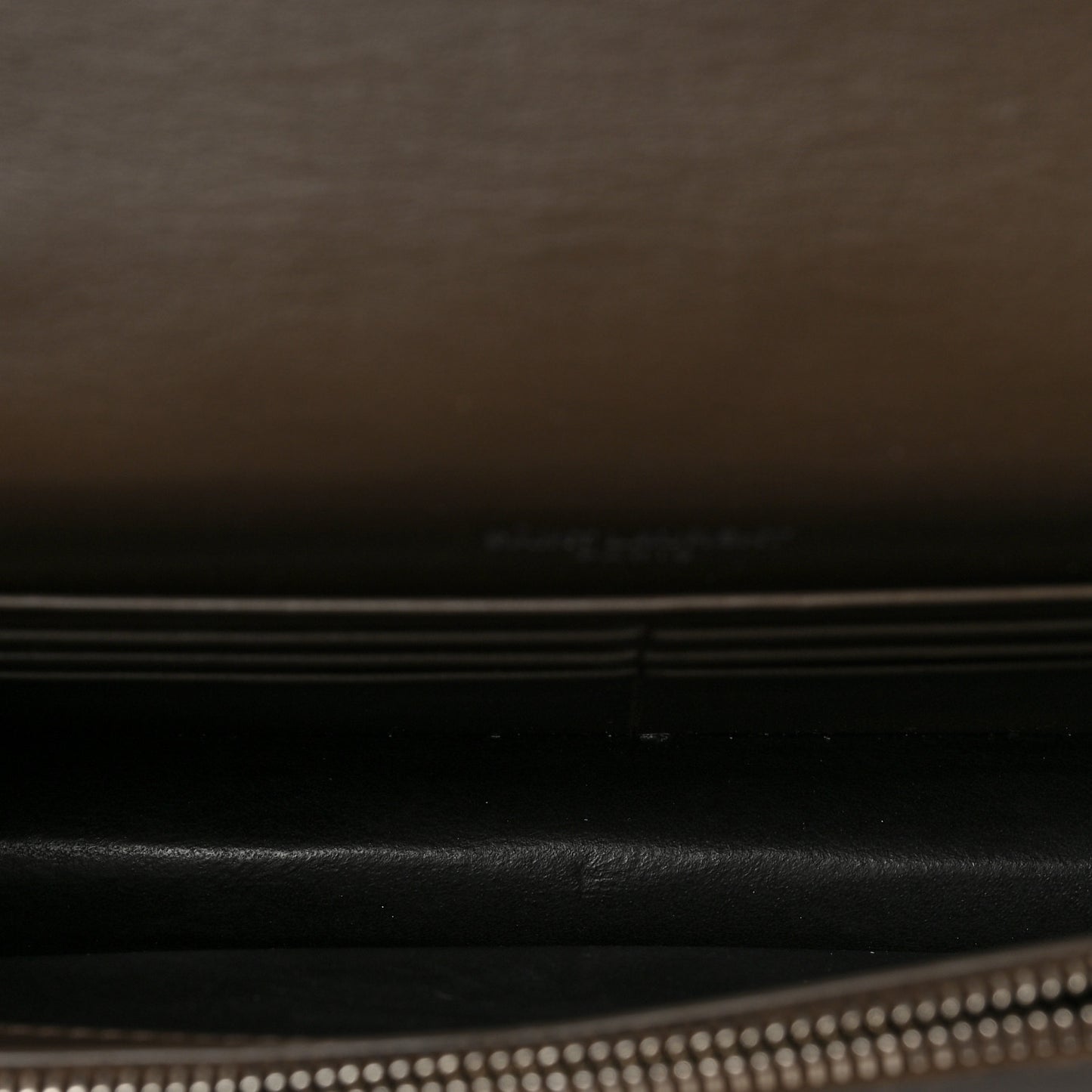 Calfskin Crocodile Embossed Kate Monogram Tassel Chain Wallet Dark Brown