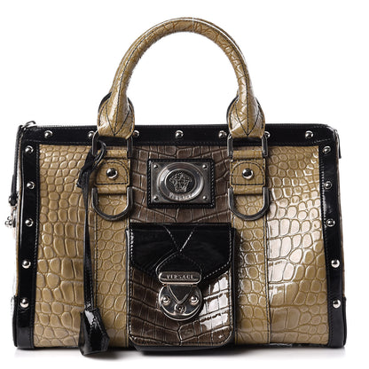 Versace Calfskin Crocodile Embossed Madonna Satchel 1 of 12
