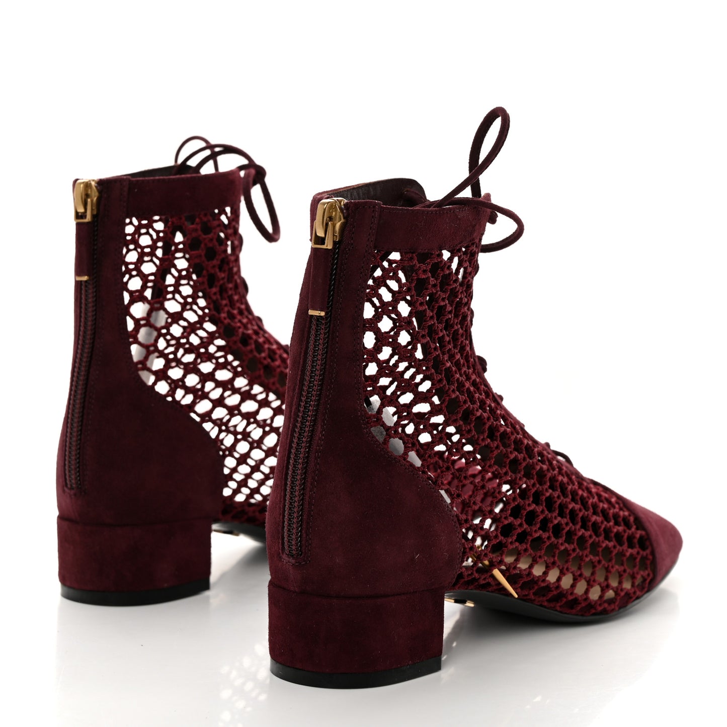 Suede Resille Naughtily-D 30mm Ankle Boots 35.5 Rouge Noir