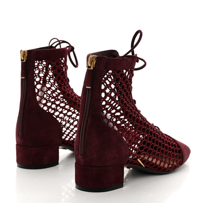 Christian Dior Suede Resille Naughtily-D 30mm Ankle Boots 35.5 Rouge Noir 4 of 8