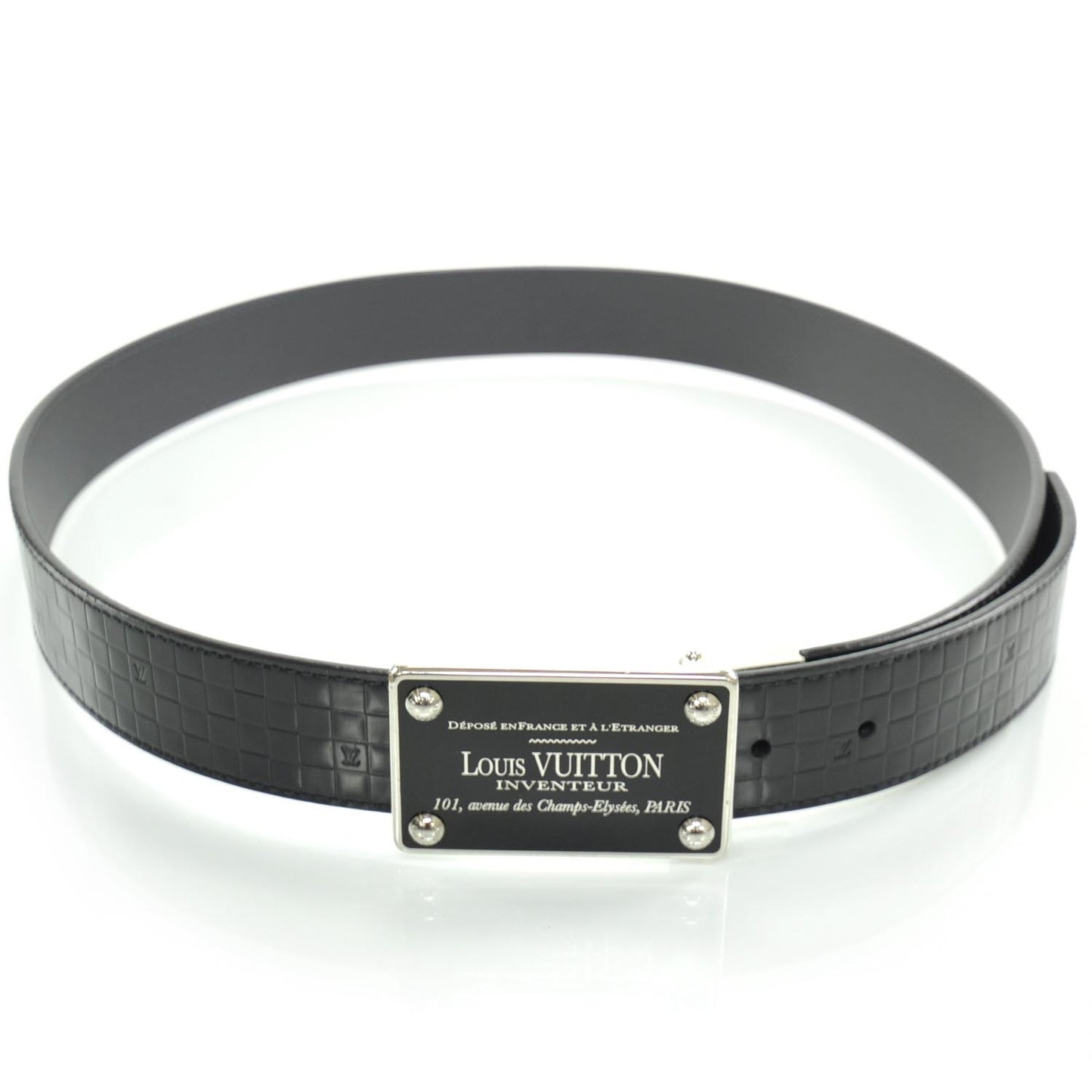 Calfskin Damier Embossed Inventeur Reversible Belt 95 38