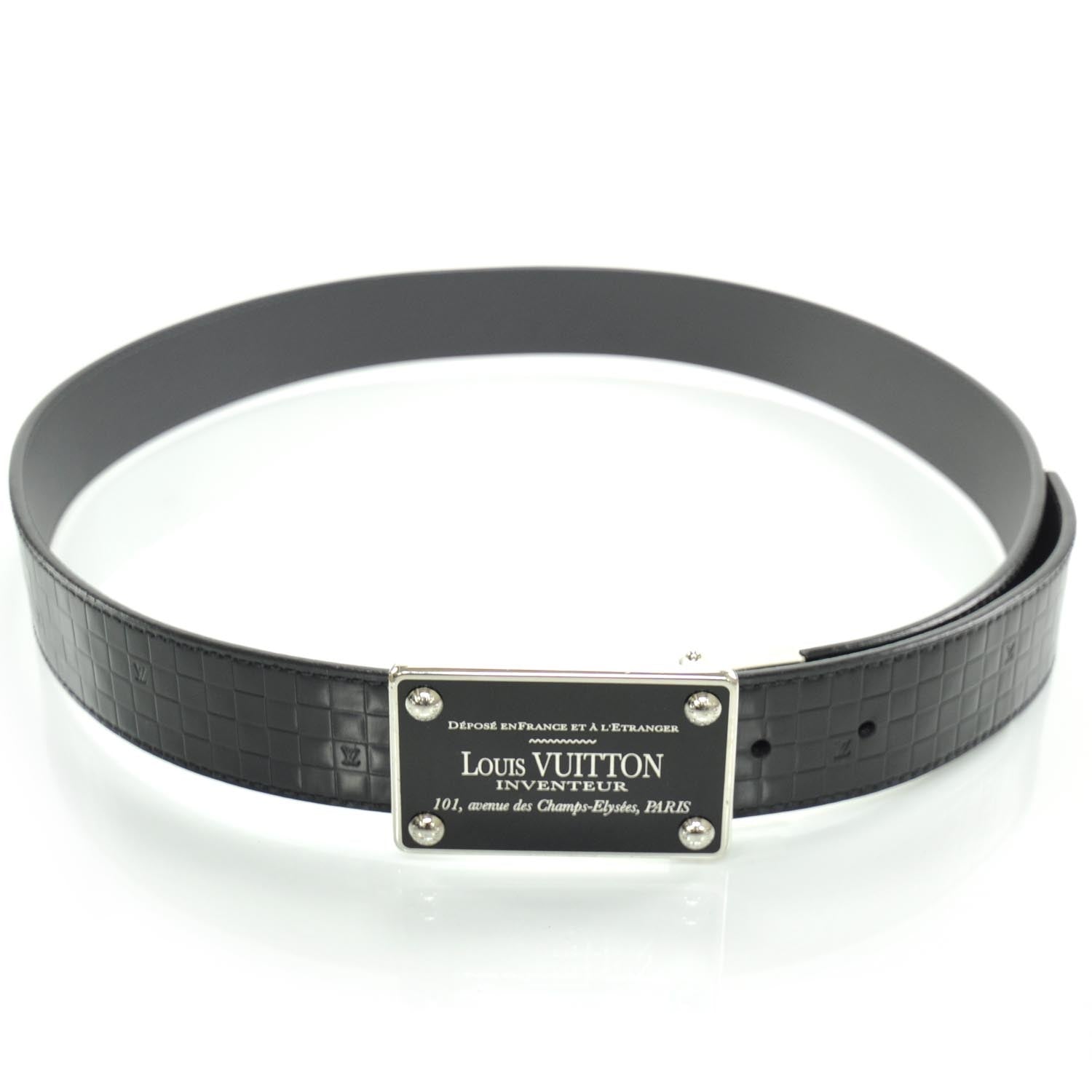Louis Vuitton Calfskin Damier Embossed Inventeur Reversible Belt 95 38 1 of 5