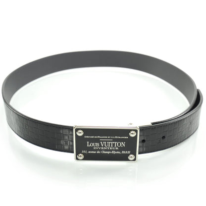 Louis Vuitton Calfskin Damier Embossed Inventeur Reversible Belt 95 38 1 of 5