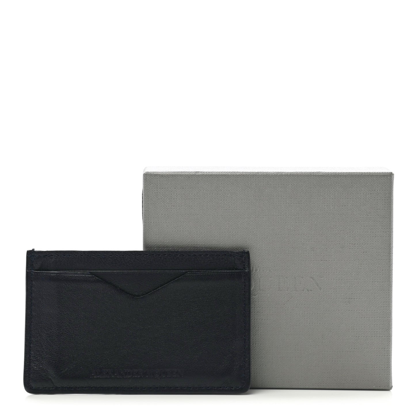 Calfskin Embossed Card Holder Navy