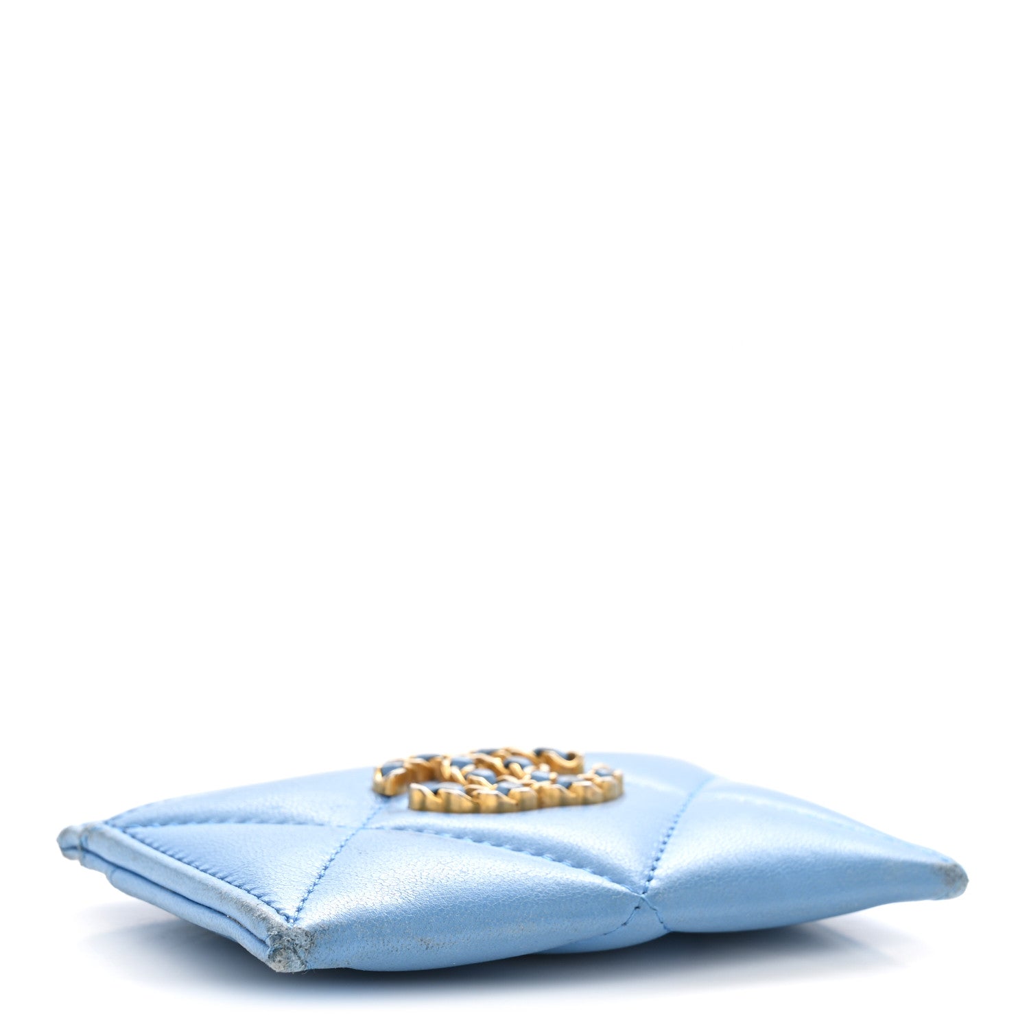 Chanel Lambskin Quilted Chanel 19 Card Holder Light Blue 4 of 10