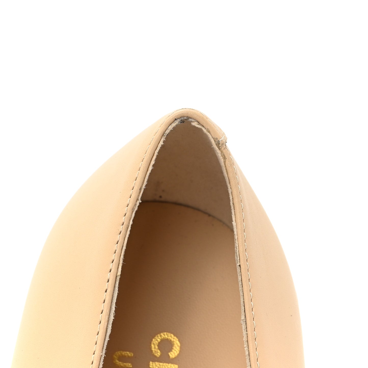 Lambskin Cap Toe CC Uniform Ballerina Flats 40 Beige Black