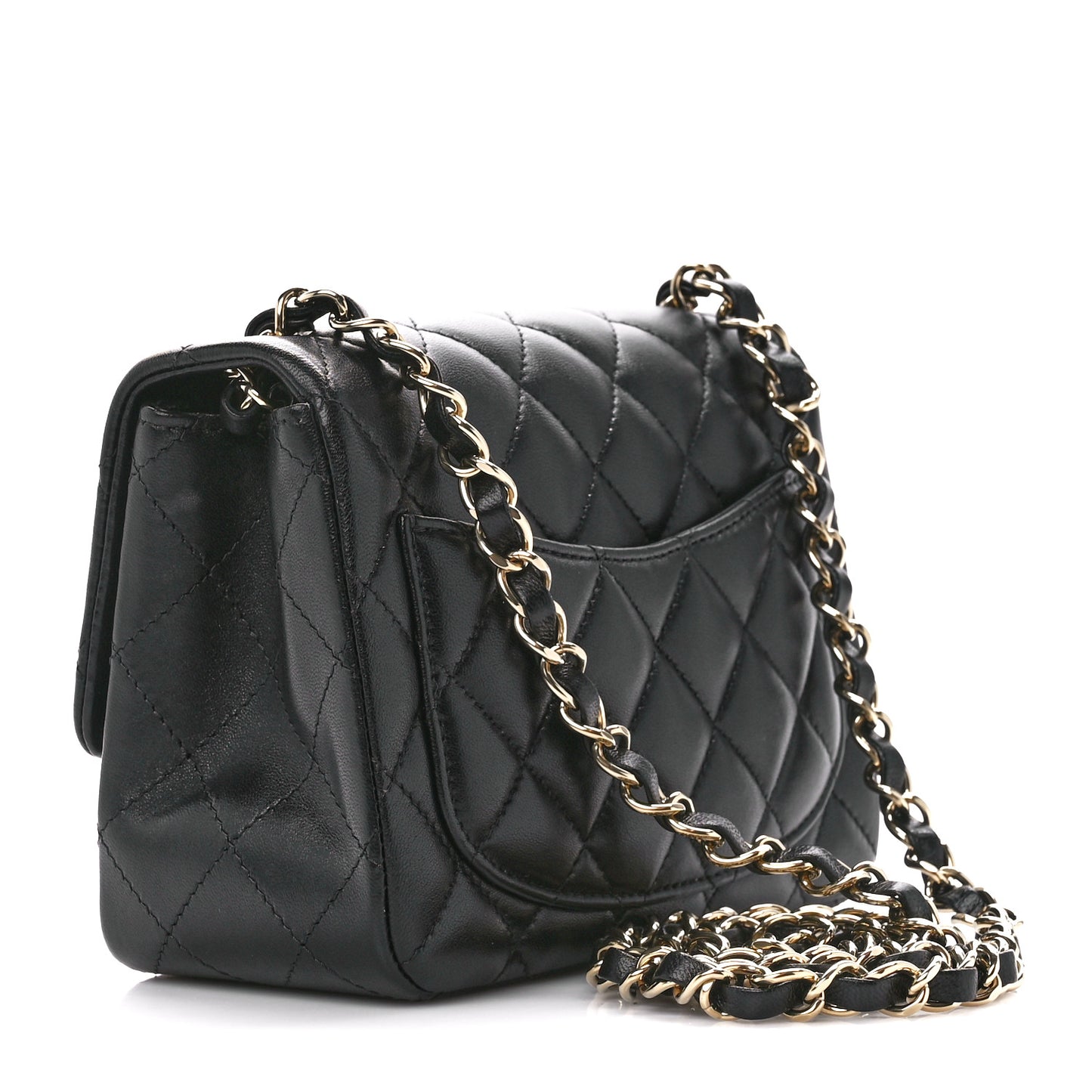 Lambskin Quilted Mini Square Flap Black