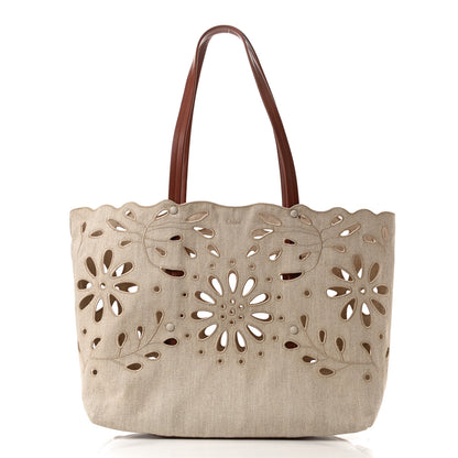 Chloe Linen Calfskin Large Kamilla North-South Tote Beige 2 of 10