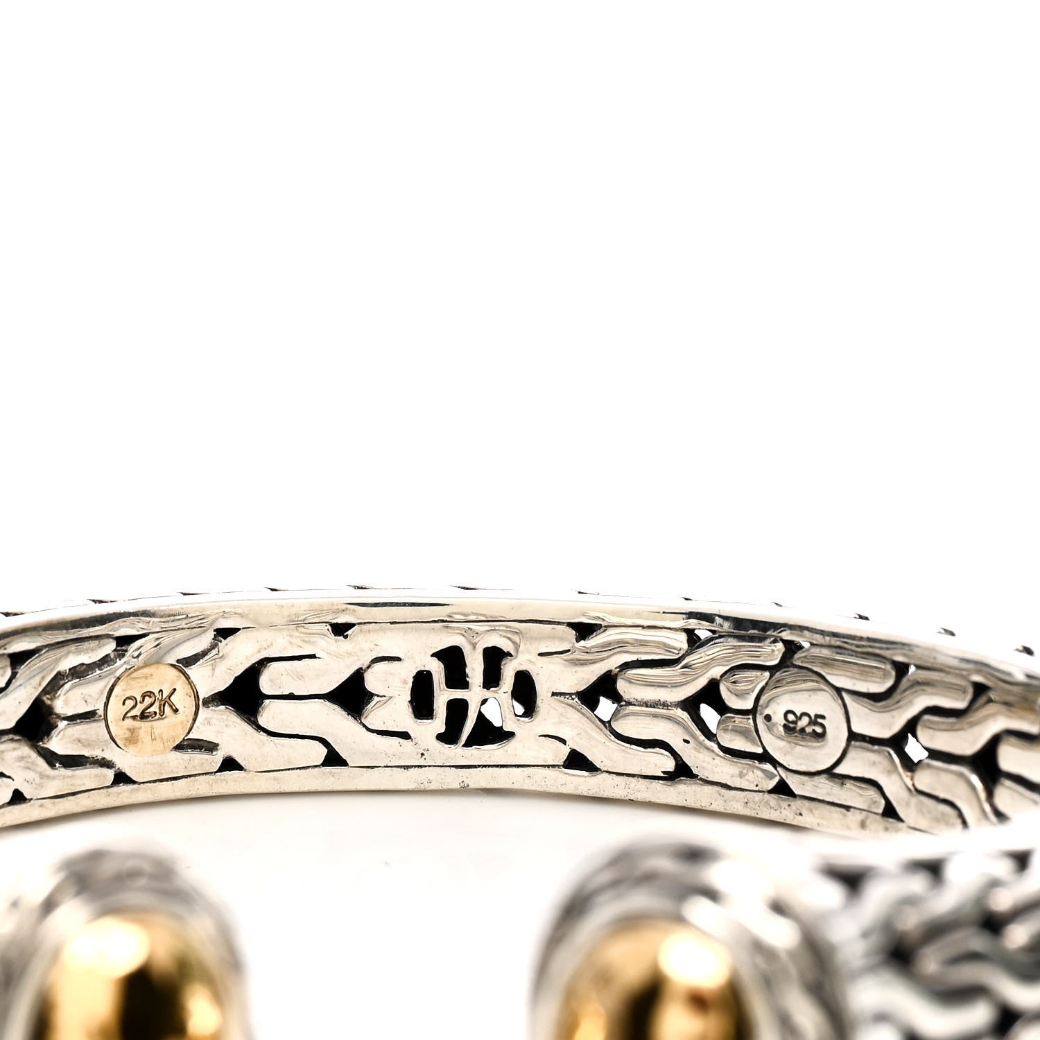John Hardy Sterling Silver 22K Yellow Gold Palu Oval Kick Cuff Bracelet 3 of 3