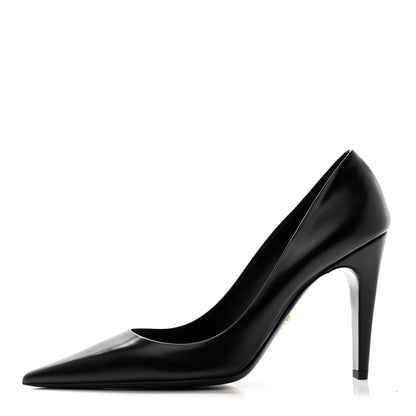 Prada Spazzolato Pointed Toe Pumps 38 Black 1 of 7