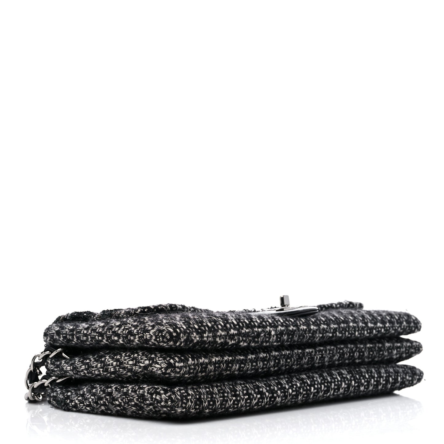 Sequin Tweed Icons Large Accordion 3 Flap Black