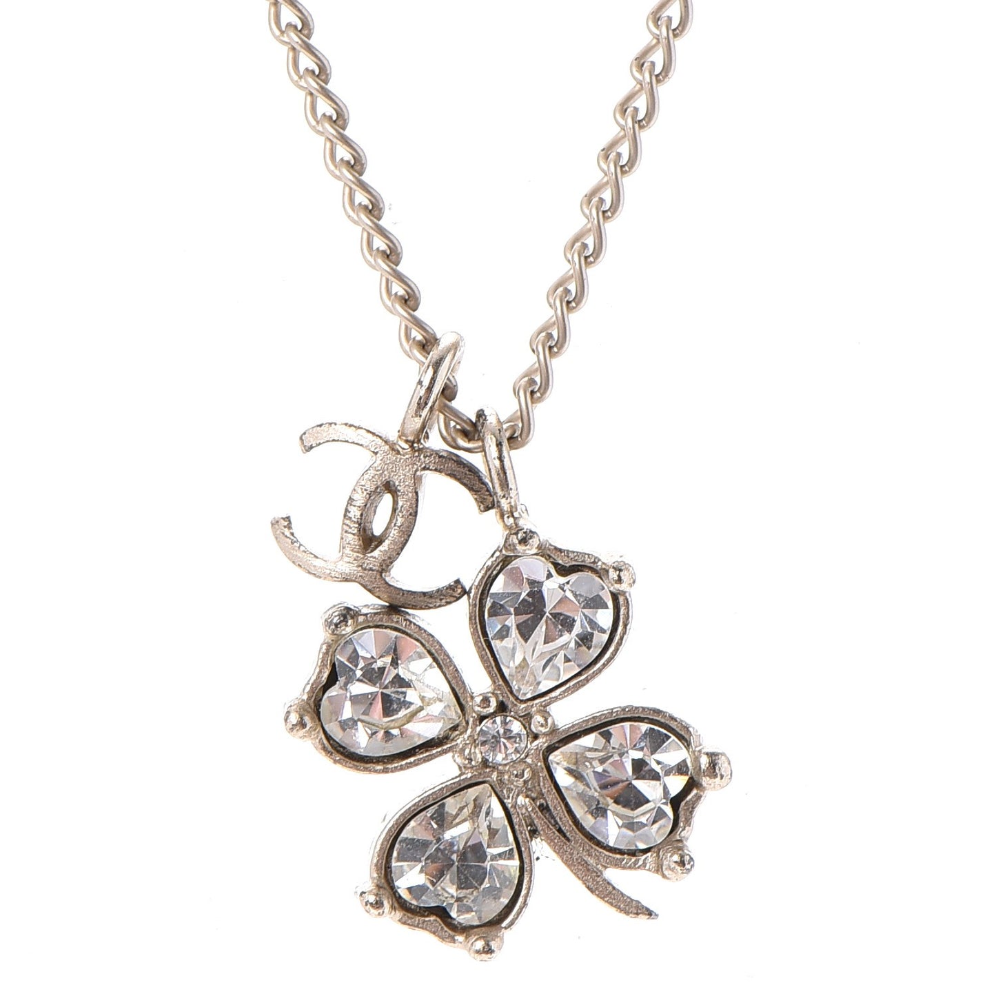Crystal CC Four Leaf Clover Pendant Necklace Gold