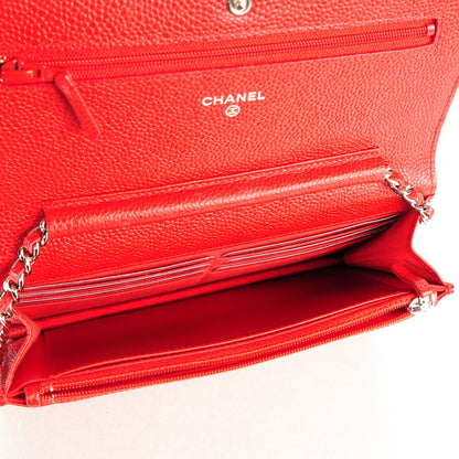 Chanel Caviar Quilted Wallet On Chain WOC Red 5 of 8