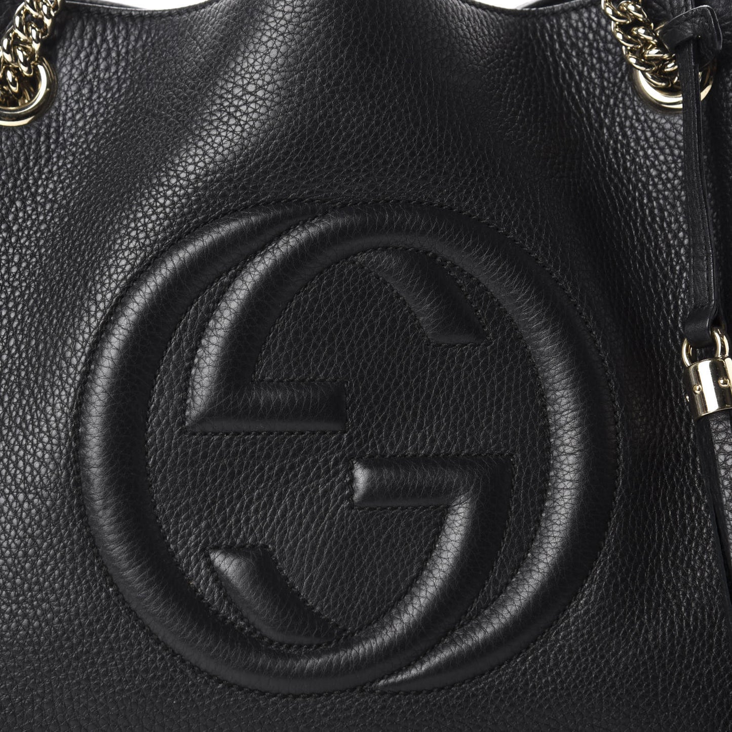 Pebbled Calfskin Medium Soho Chain Shoulder Bag Black