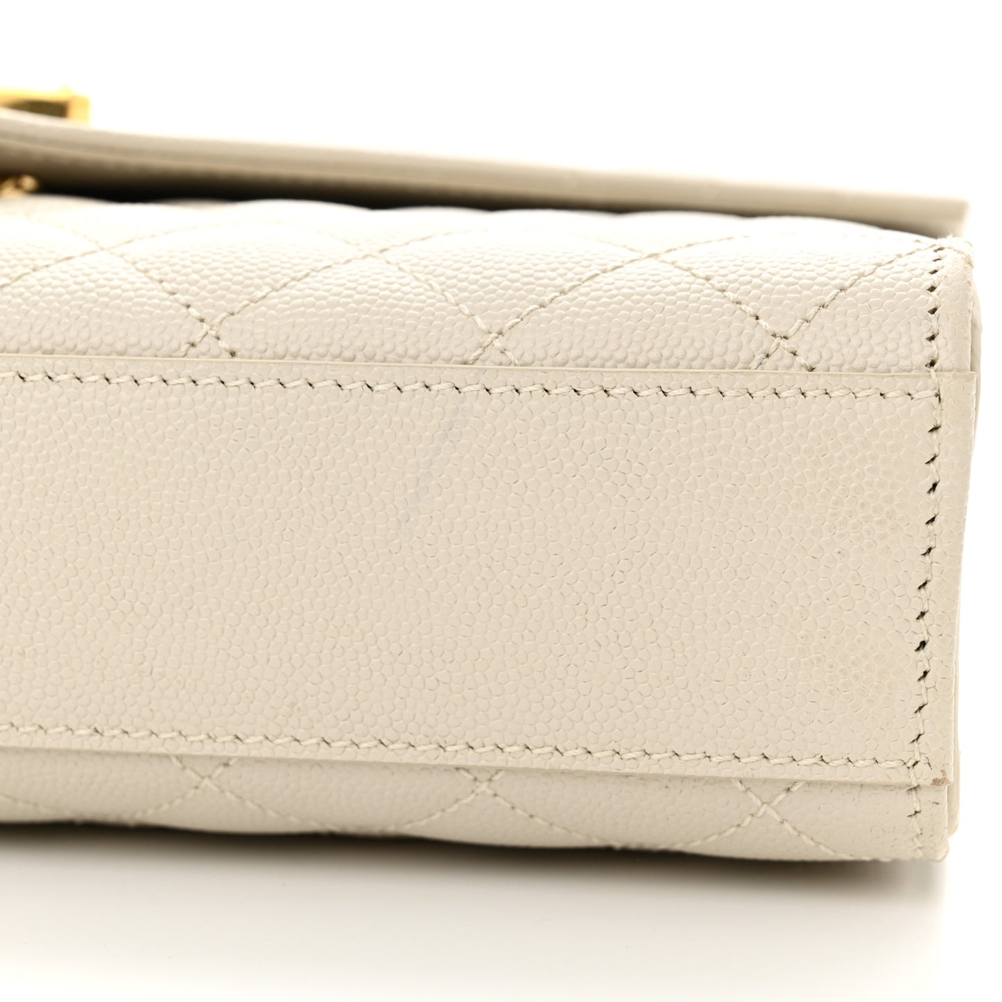 Grain De Poudre Textured Mixed Matelasse Medium Triquilt Monogram Satchel Crema Soft
