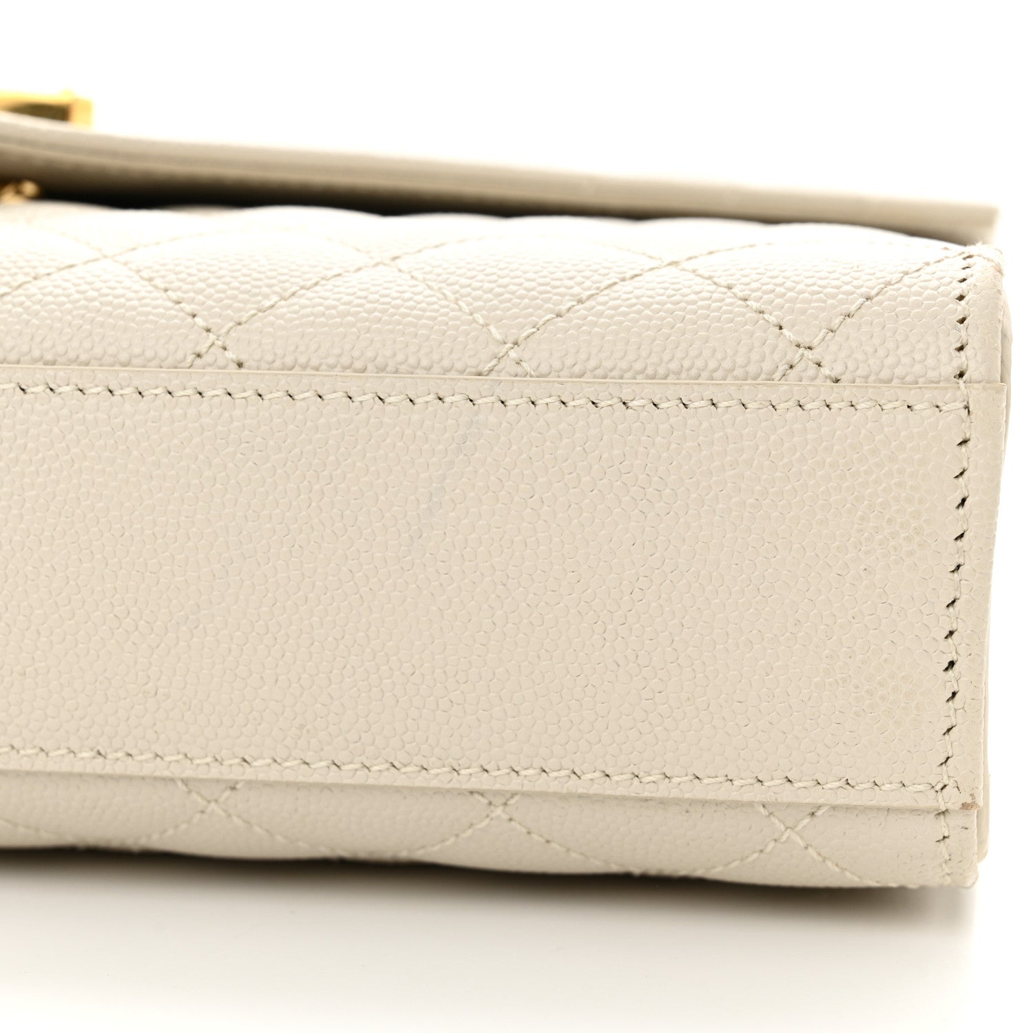 Saint Laurent Grain De Poudre Textured Mixed Matelasse Medium Triquilt Monogram Satchel Crema Soft 12 of 12