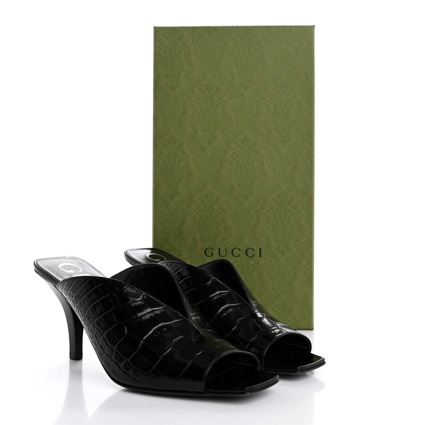 Croco Calf Lux Mule Sandals 37.5 Black