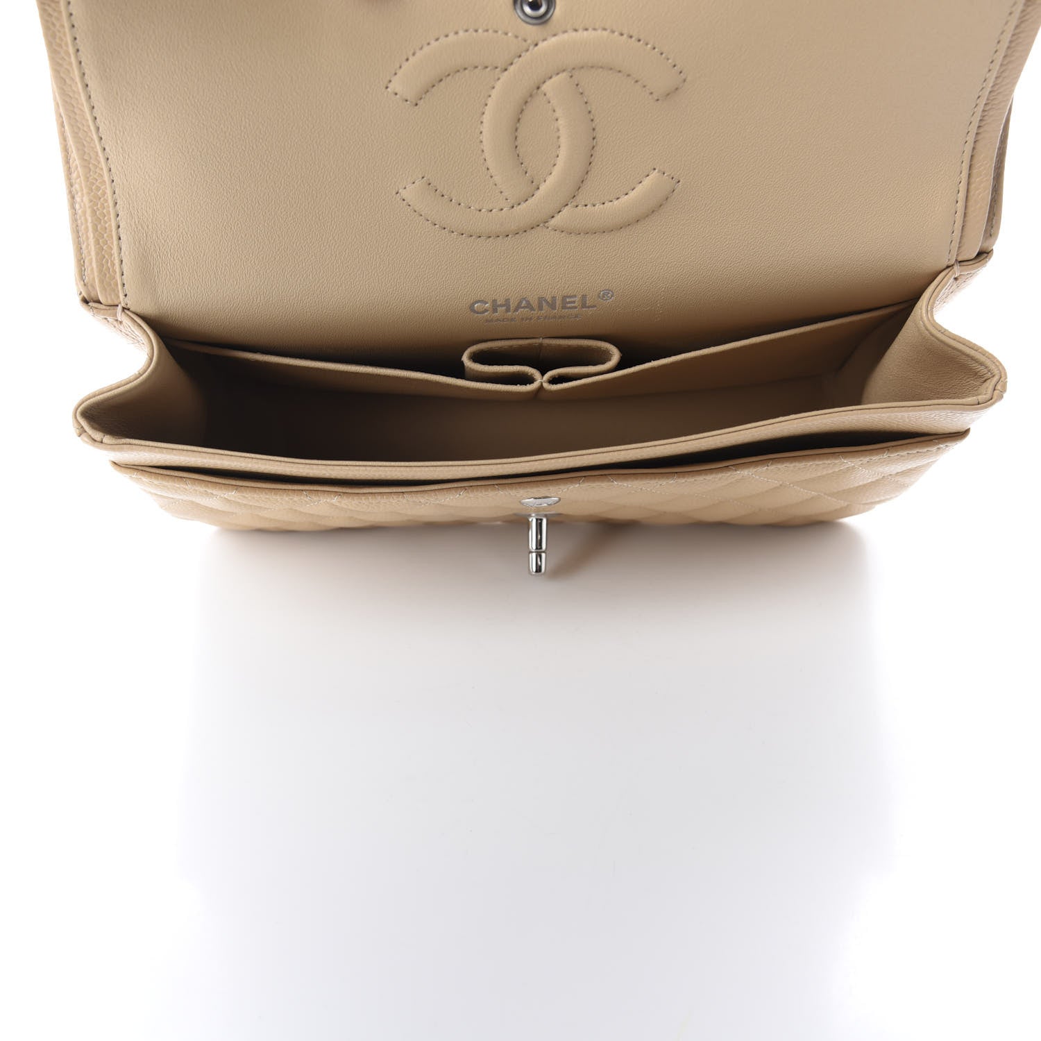 Chanel Caviar Quilted Medium Double Flap Beige 5 of 11