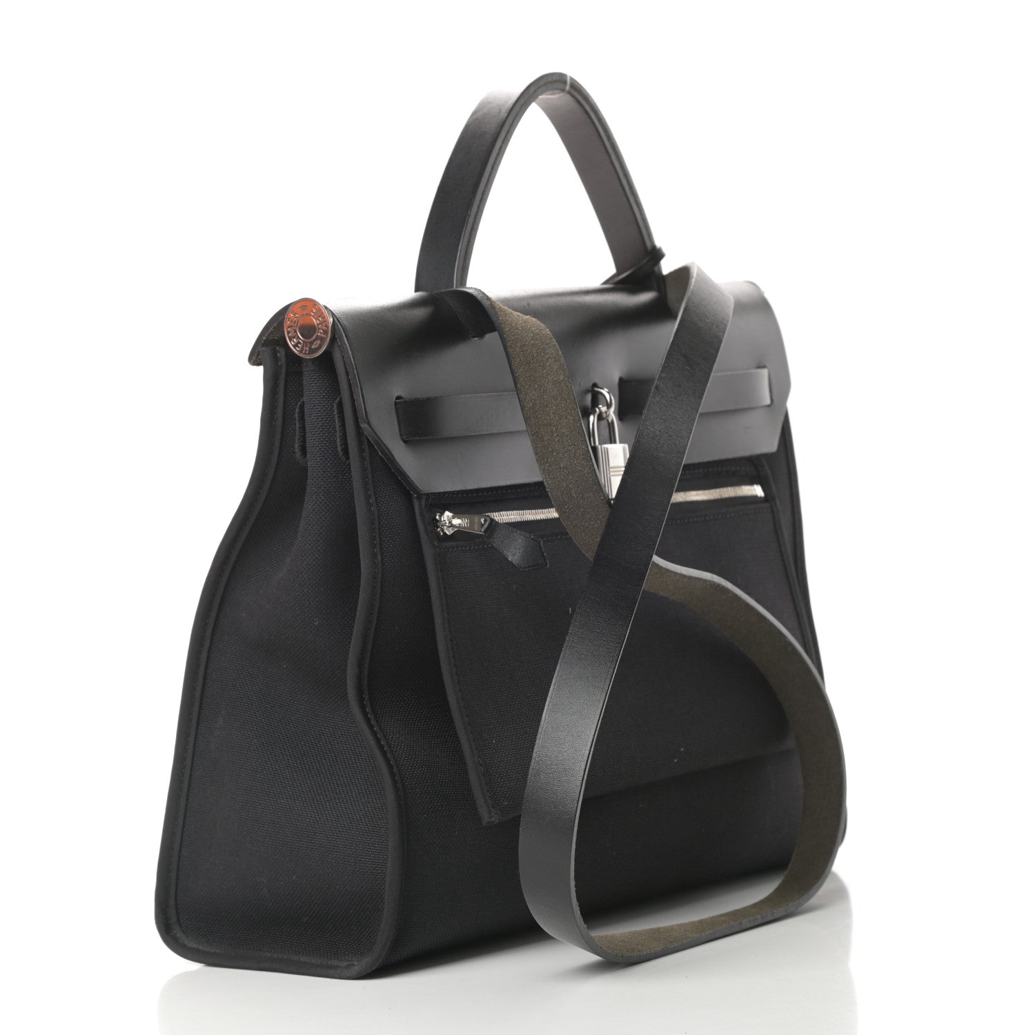 Hermes Military Toile Vache Hunter Herbag Zip PM 31 Black 4 of 17