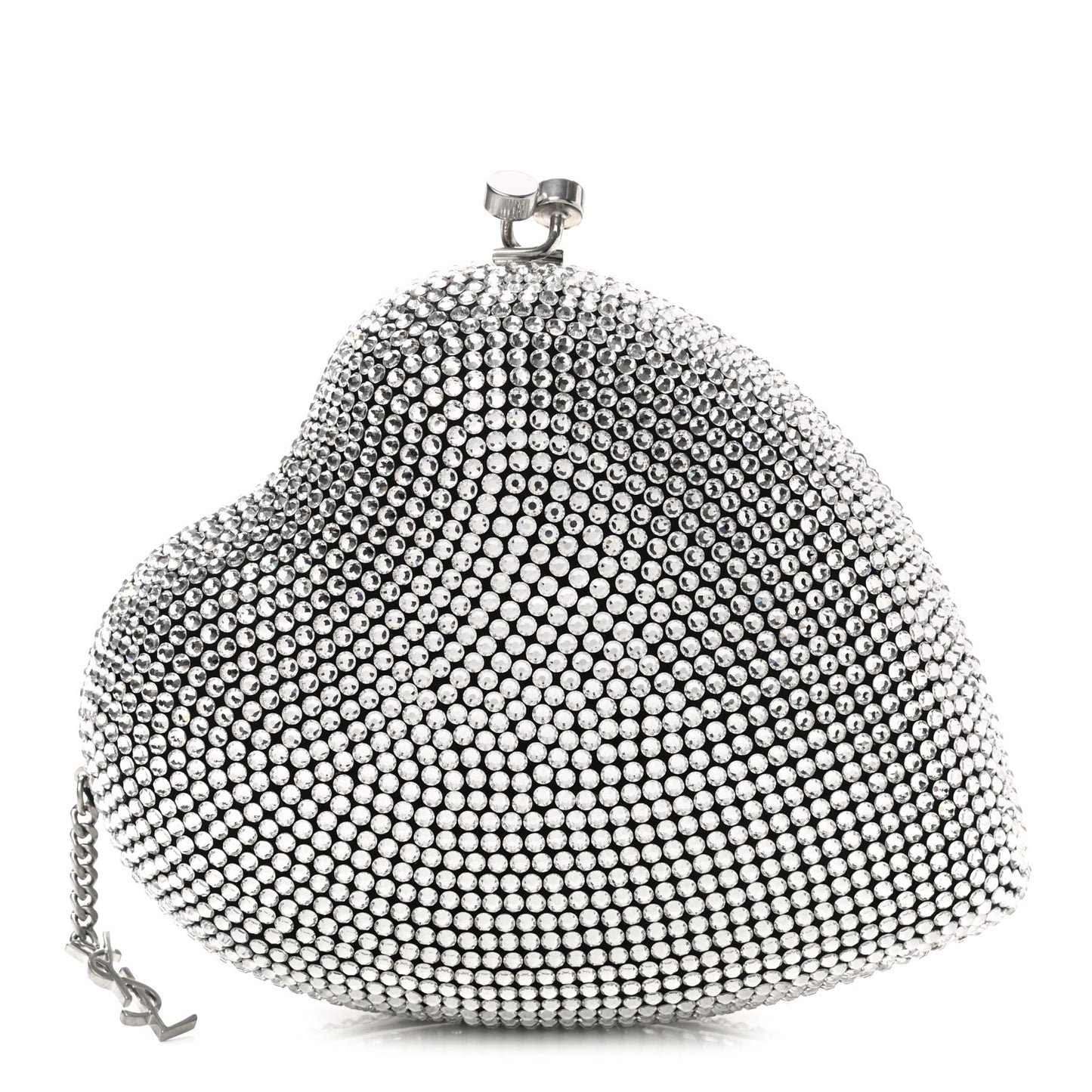 Swarovski Crystal Heart Love Box Clutch Bag Silver