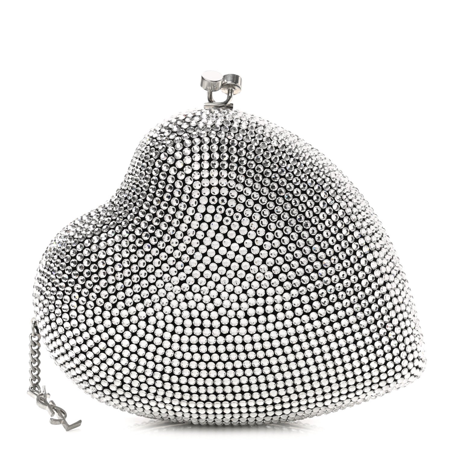 Saint Laurent Swarovski Crystal Heart Love Box Clutch Bag Silver 1 of 6