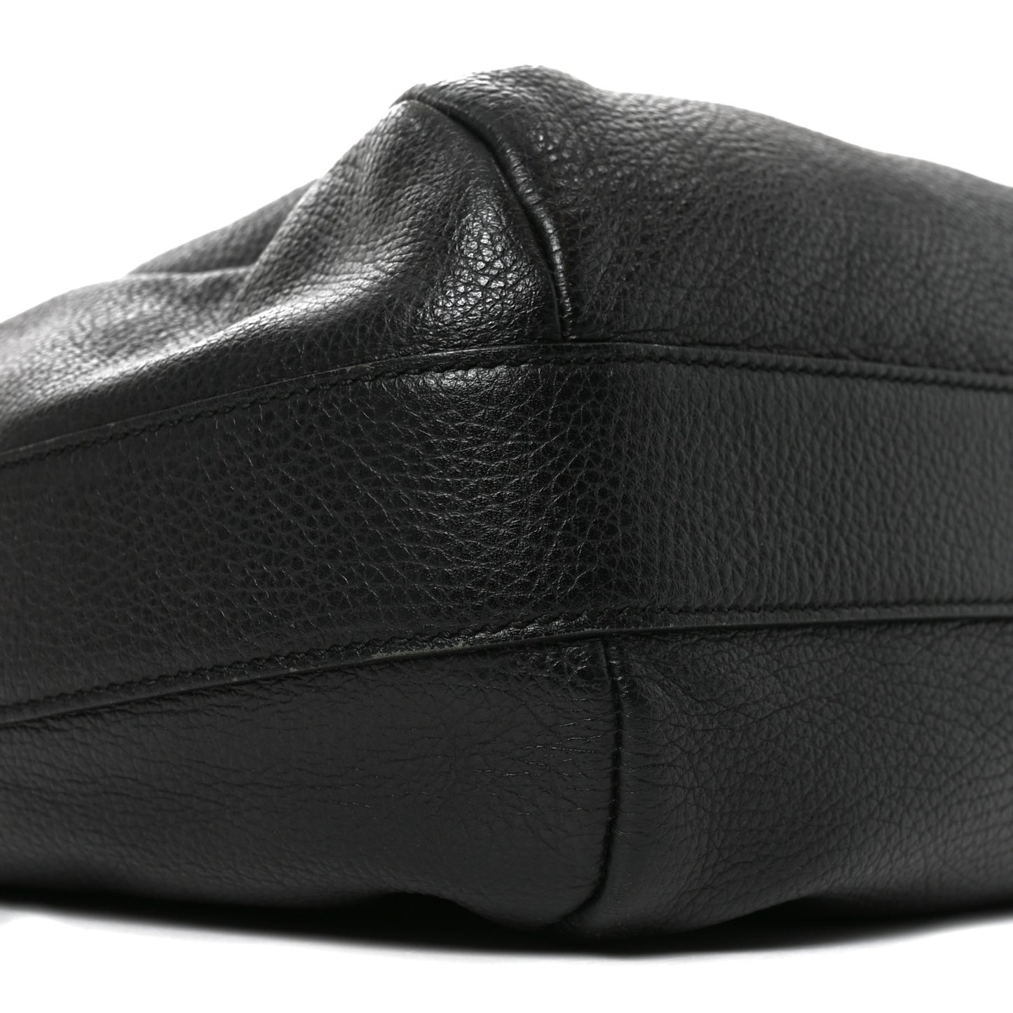 Grained Calfskin Bamboo Bar Hobo Black