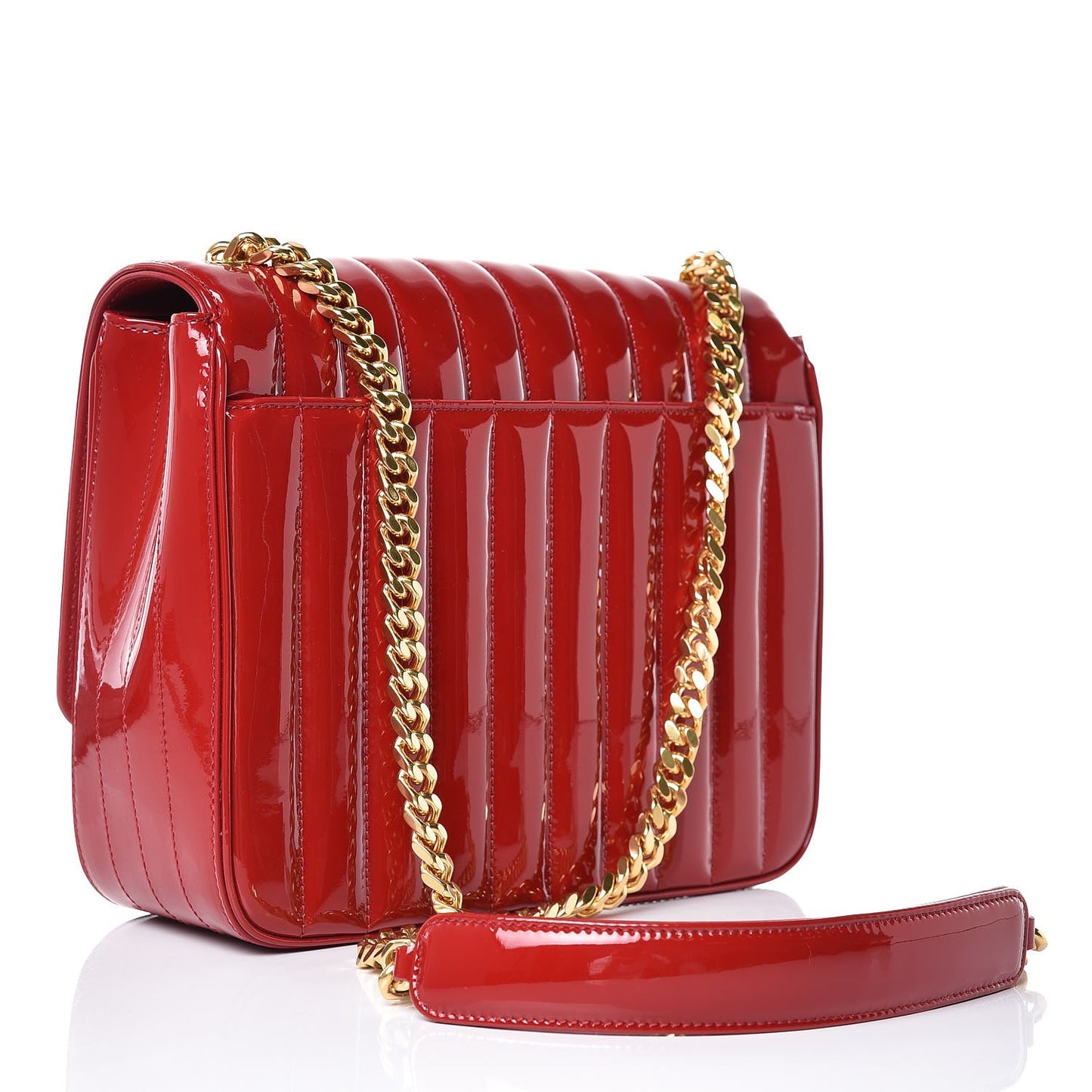 Patent Matelasse Monogram Large Vicky Chain Bag Rouge Eros