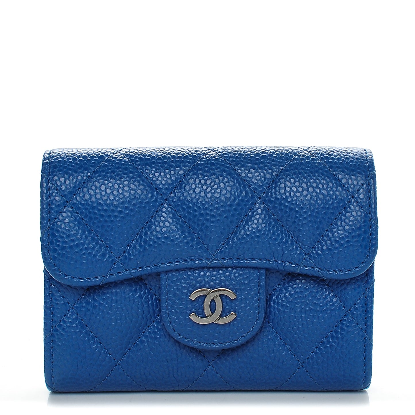 Caviar Quilted Card Holder Blue