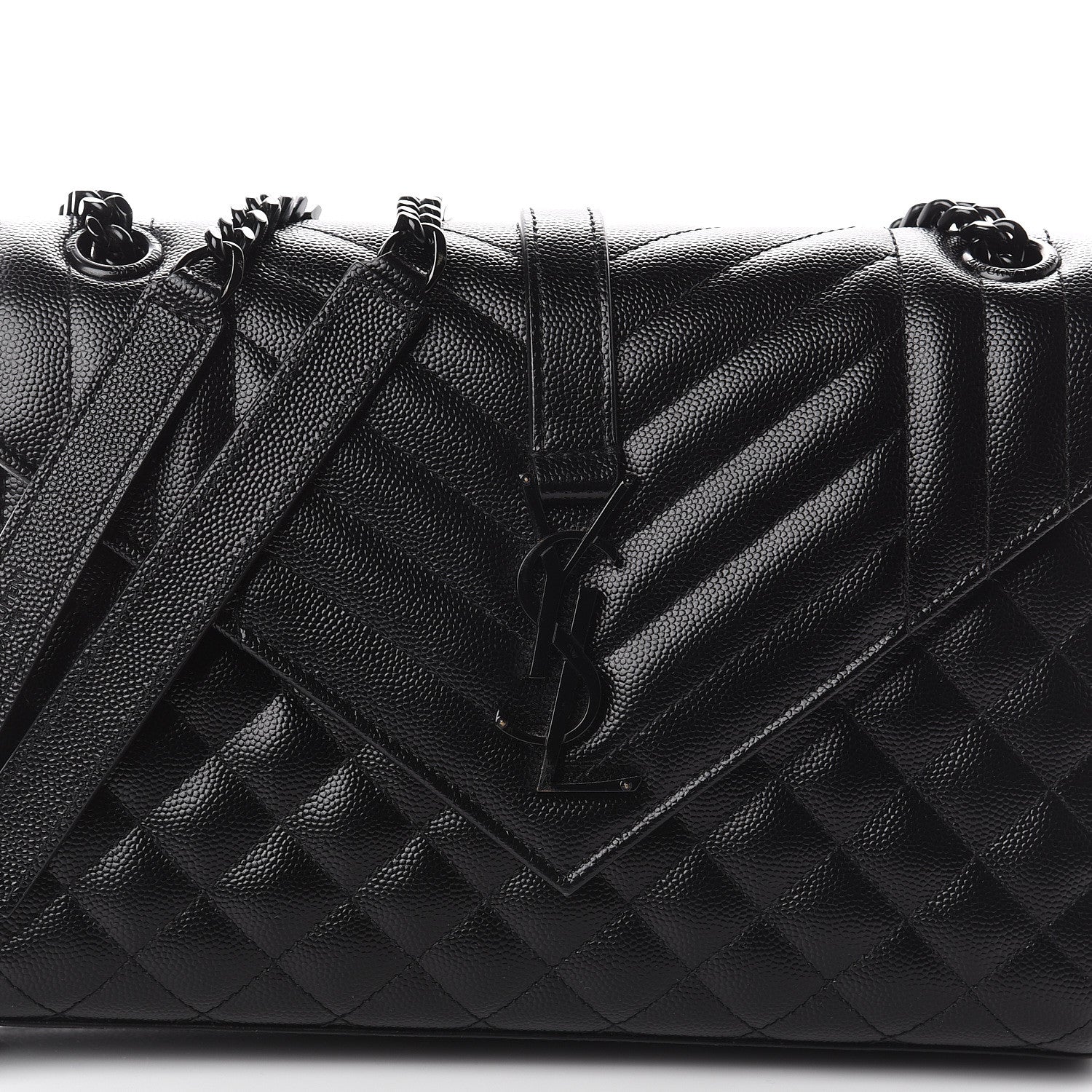 Saint Laurent Grain De Poudre Textured Mixed Matelasse Triquilt Medium Monogram Satchel Black 6 of 8