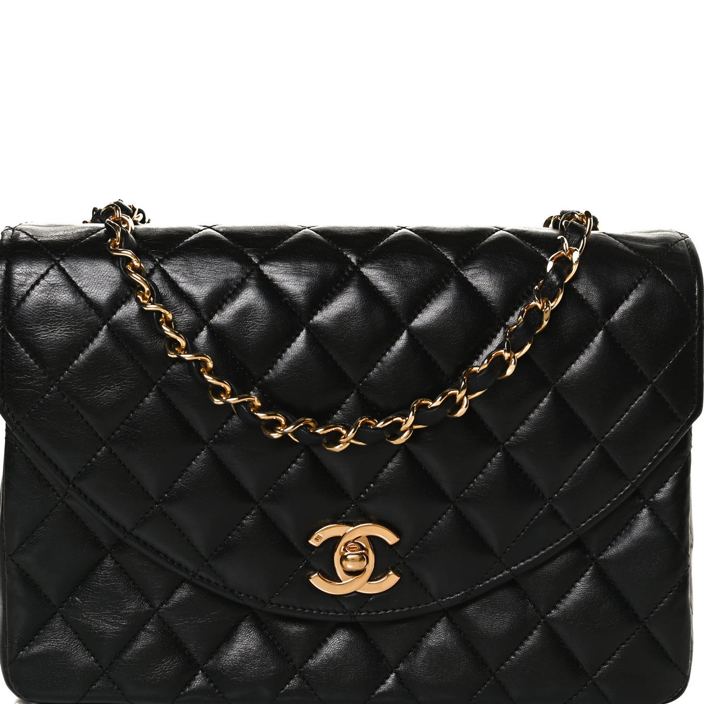 Lambskin Quilted Small Single Flap Black