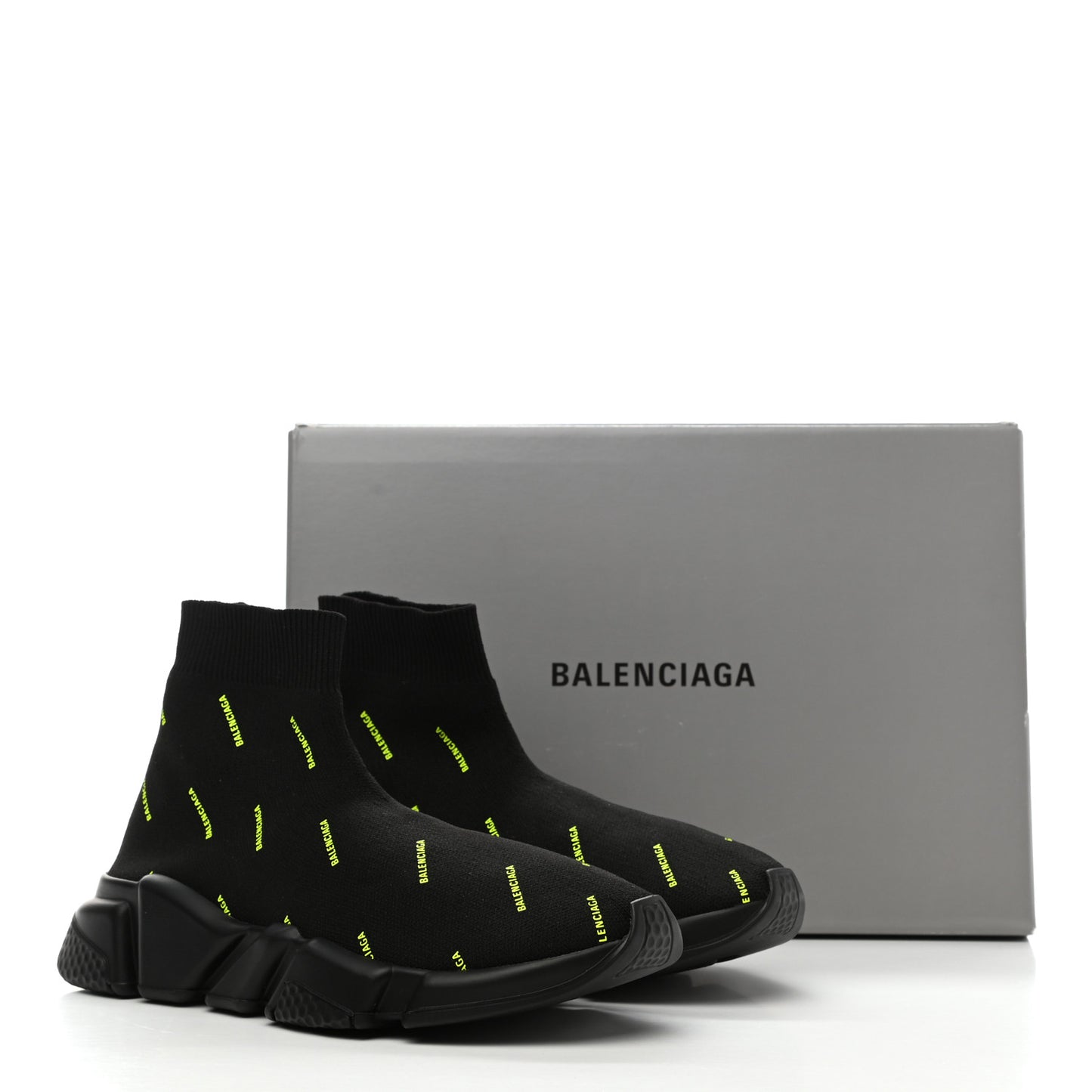 Neoprene Knit Allover Logo Womens Speed Sneakers 38 Black Yellow