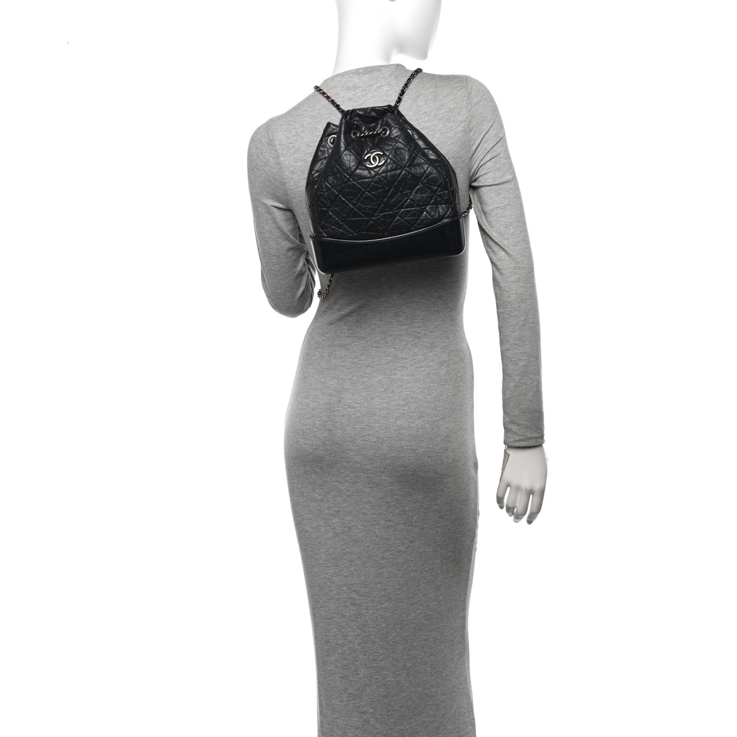 Aged Calfskin Quilted Small Gabrielle Backpack Black